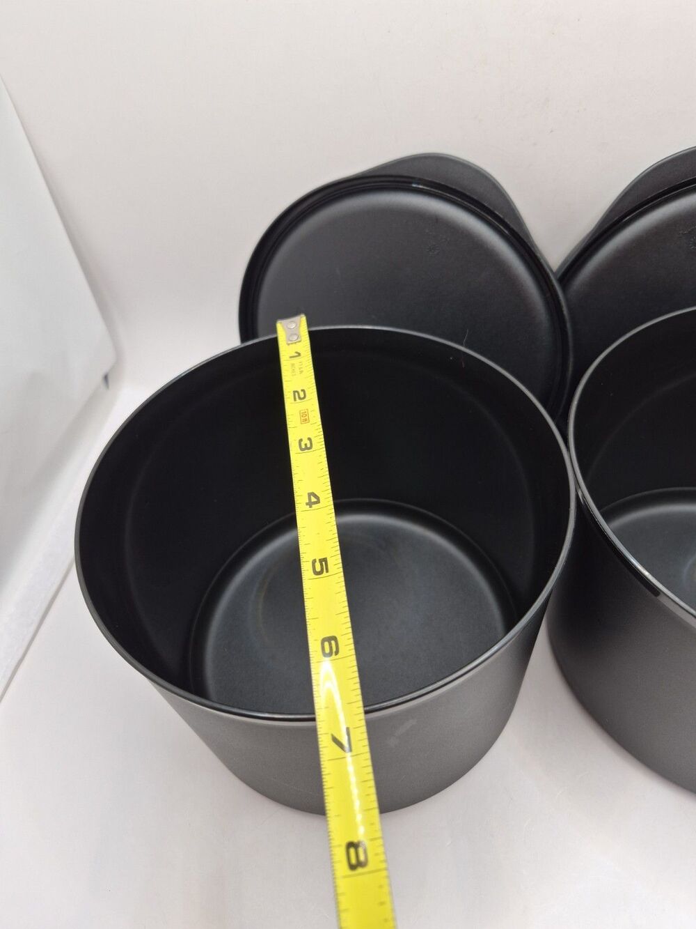 Tupperware Basic Black Round Stacking Canisters 2.1L Lot Of 2 #8559A - Picture 16 of 16